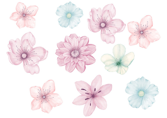 Fleurs pastel dans le style aquarelle