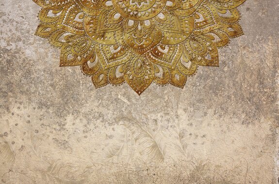 Mandala dorée sur fond texturé