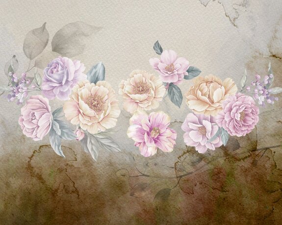 Fleurs romantiques peintes sur fond aquarelle