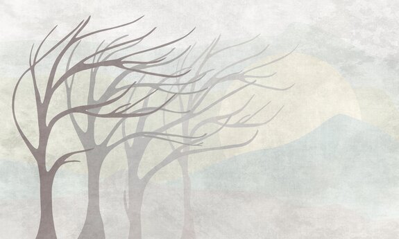 Arbres dans le paysage minimaliste du vent