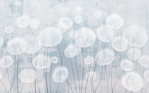 Pissenlits abstraits sur un fond bleu