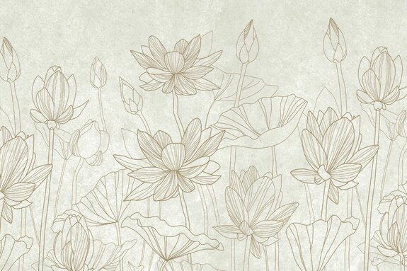 Nénuphars sur fond en béton beige