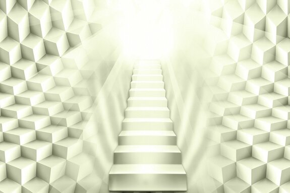 Escaliers tridimensionnels vers la lumière vive