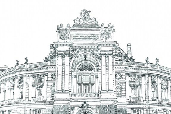 Croquis au crayon du théâtre de l'opéra et du ballet d'odessa