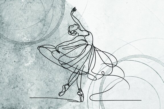 Dessin artistique au trait représentant une ballerine dansant
