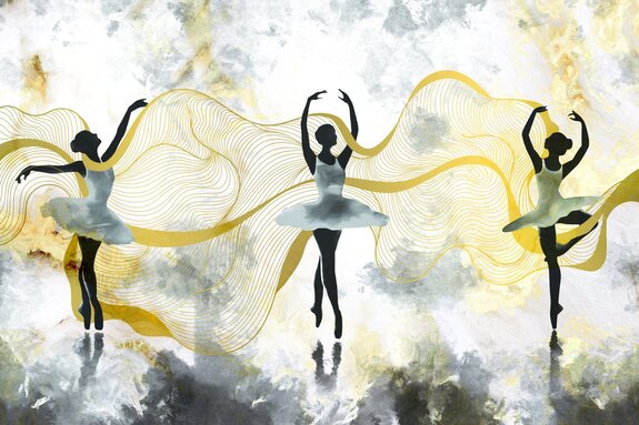 Danseuses de ballet dansant sur un fond d'aquarelle