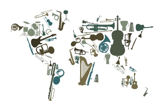 Imitation d'une carte avec des instruments de musique