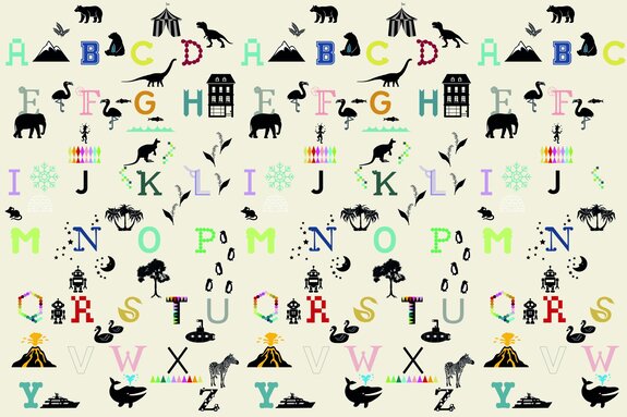 Lettres colorées de l'alphabet avec des icônes de la nature
