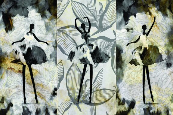 Femme ballerine sur fond de feuilles