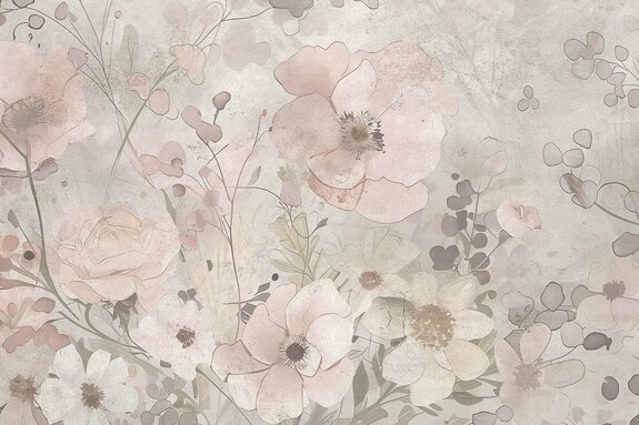 Fleurs délicates sur un fond en béton