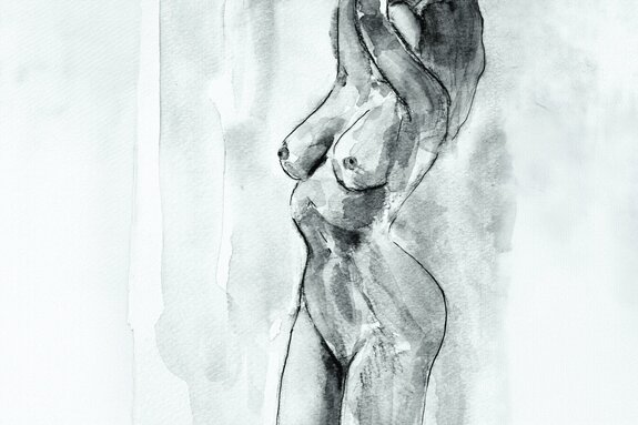 Dessin peint avec des formes féminines