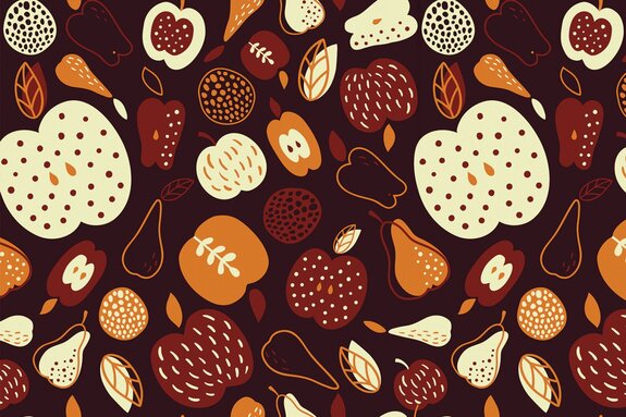 Pommes et poires avec des citrouilles