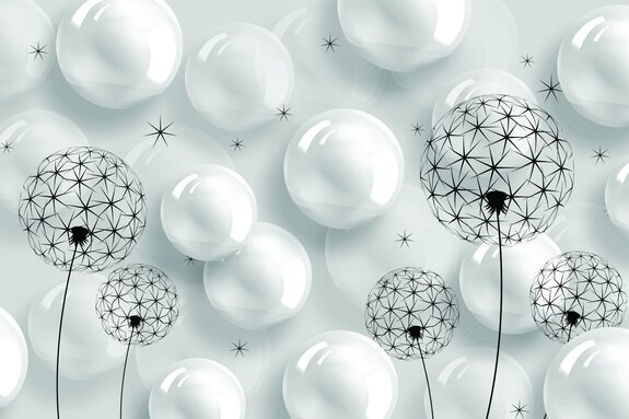 Ballons blancs et dans le pissenlit