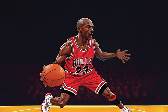 Joueur de basketball courant avec le ballon sur le terrain