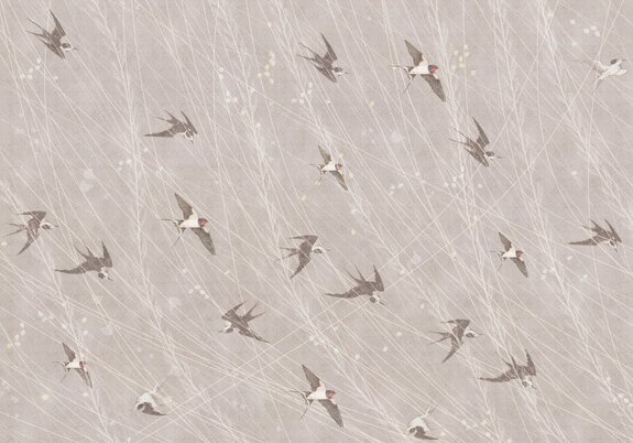 Oiseaux volants sur fond beige