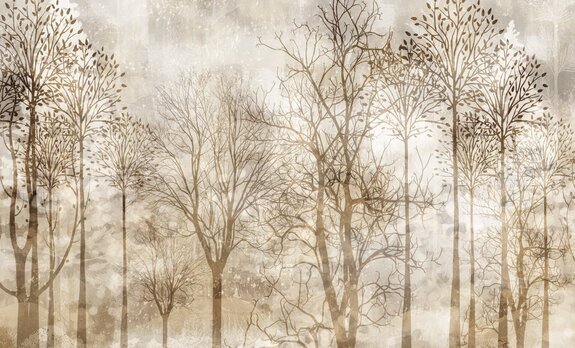 Paysage de forêt brumeuse en sépia