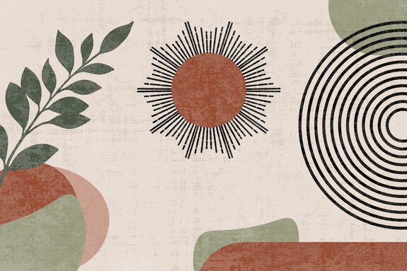 Soleil abstrait avec végétation