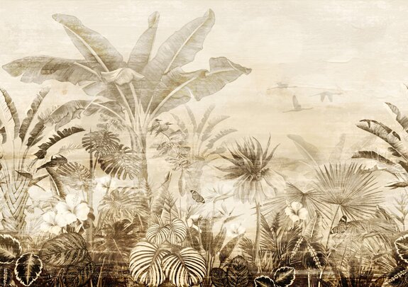 Jungle tropicale en tons sépia