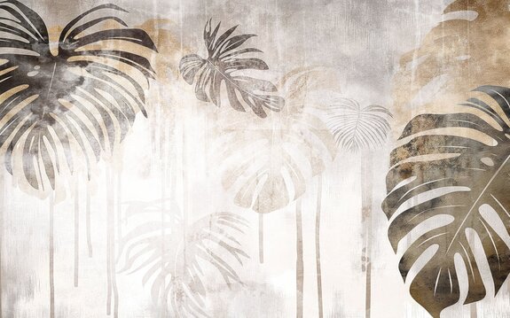 Fresque aquarelle de feuilles de monstera
