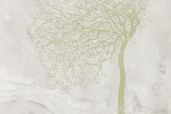 Arbre avec des fleurs de cerisier sur marbre