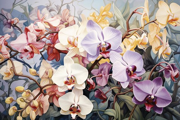 Végétation luxuriante de fleurs colorées