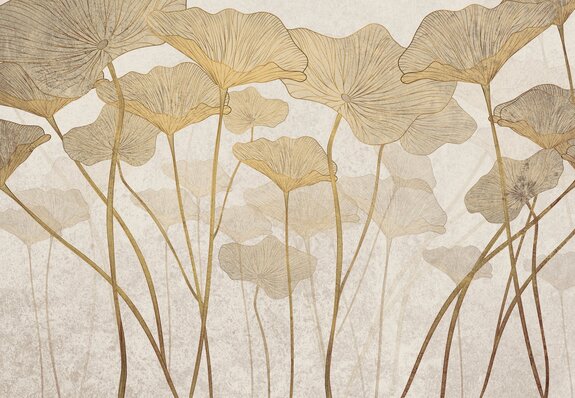 Grandes feuilles sur fond texturé style glamour