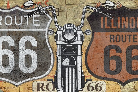 Motif route 66 avec moto