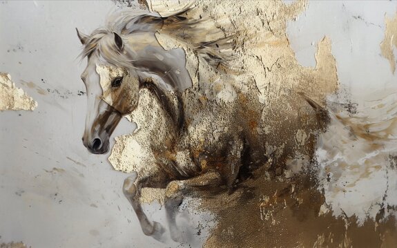 Cheval abstrait avec imitation d’or