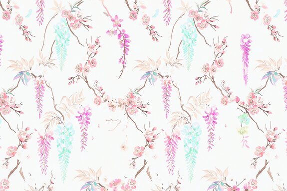 Fleurs de cerisier et feuilles sur un fond délicat