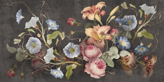 Fleurs colorées sur fond sombre texturé