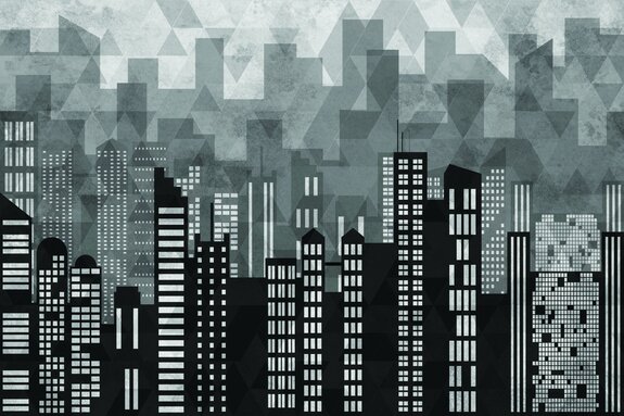 Panorama moderne de la ville avec ombre