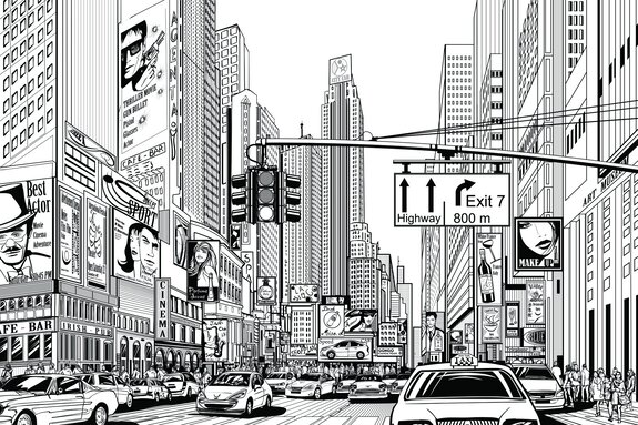 Rue en noir et blanc de new york