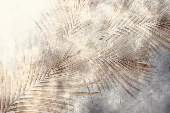 Feuilles de palmier délicates sur béton