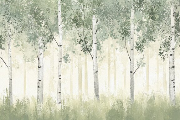 Paysage pittoresque avec un bosquet de bouleaux