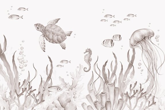 Monde sous-marin avec animaux marins illustration aquarelle pour enfants