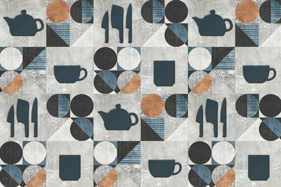 Carreaux carrés avec motif de plats classiques