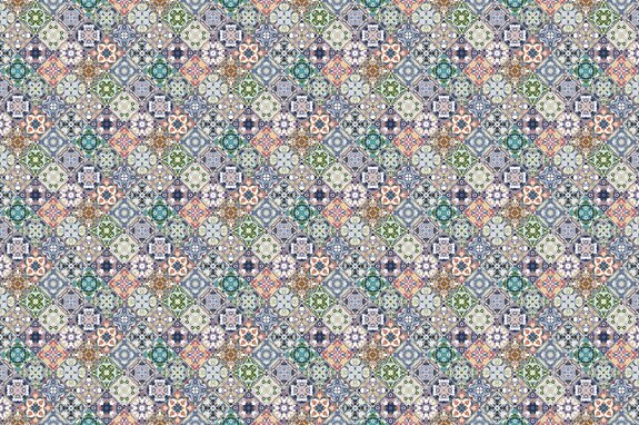 Motif richement décoré en imitation de carreaux