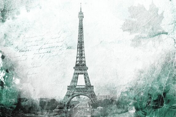 Tour eiffel sur une texture abstraite de béton