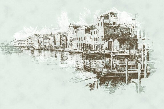 Dessin abstrait du paysage de venise