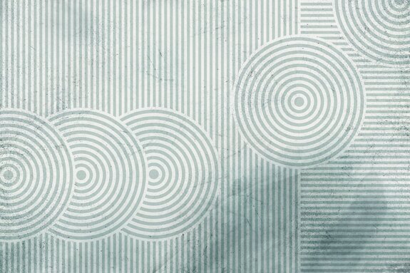 Cercles gris avec des rayures sur fond blanc