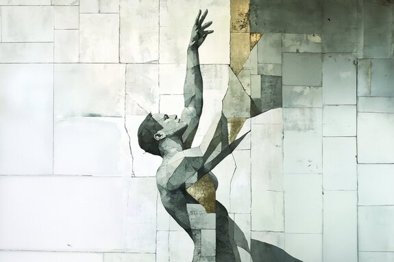 Fresque abstraite d'un homme