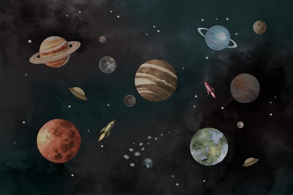 Planètes dans une galaxie cosmique