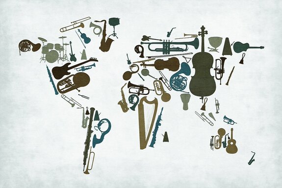 Imitation d'une carte du monde avec des instruments