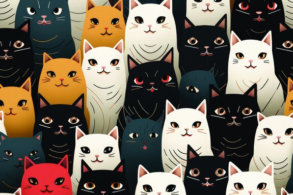 Dessin avec des chats colorés