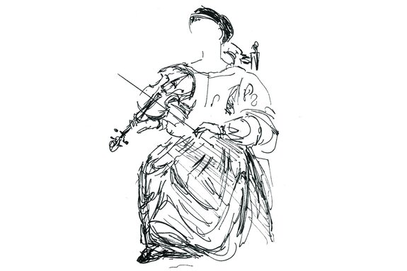 Croquis d'une femme jouant du violon