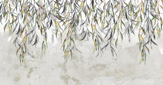 Jeunes pousses vertes suspendues de l'arbre avec des feuilles