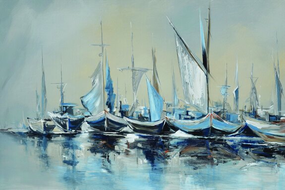 Motif pittoresque avec des voiliers sur l'eau