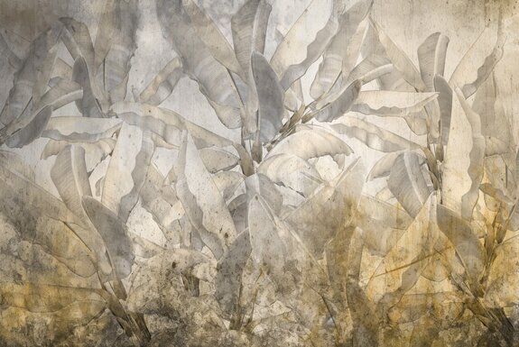 Plantes de bananier tropical sur fond en béton