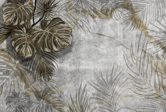 Feuilles exotiques de palmier et monstera