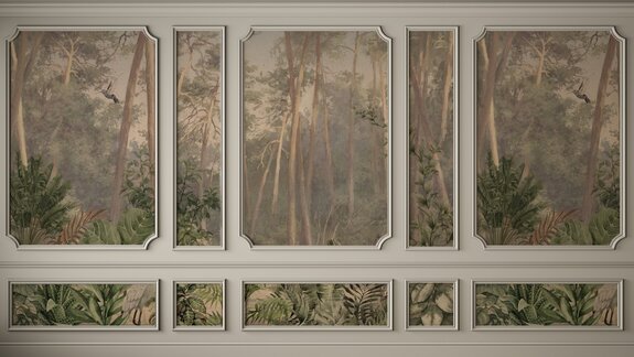 Paysage tropical avec plantes en stuc